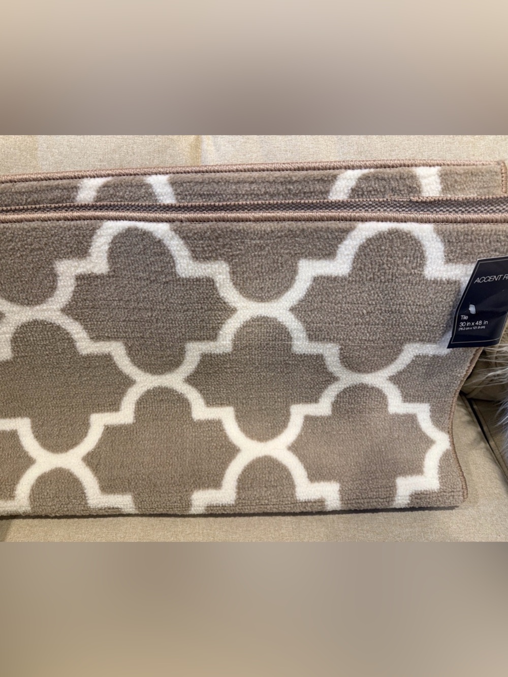 Threshold Maple Taupe and White Quatrefoil Accent Rug! Two available!